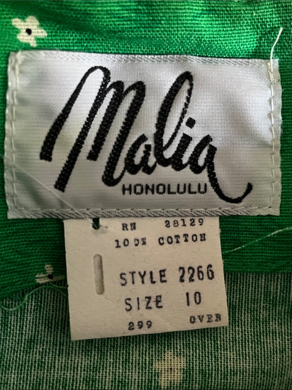 Malia Honolulu vintage Kelly green/white zebra motifs sundress size 10-runs smal - Picture 11 of 15